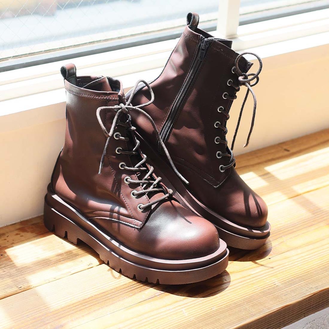 ヴィヴィアン VIVIAN 厚底レースアップストレッチショートブーツ