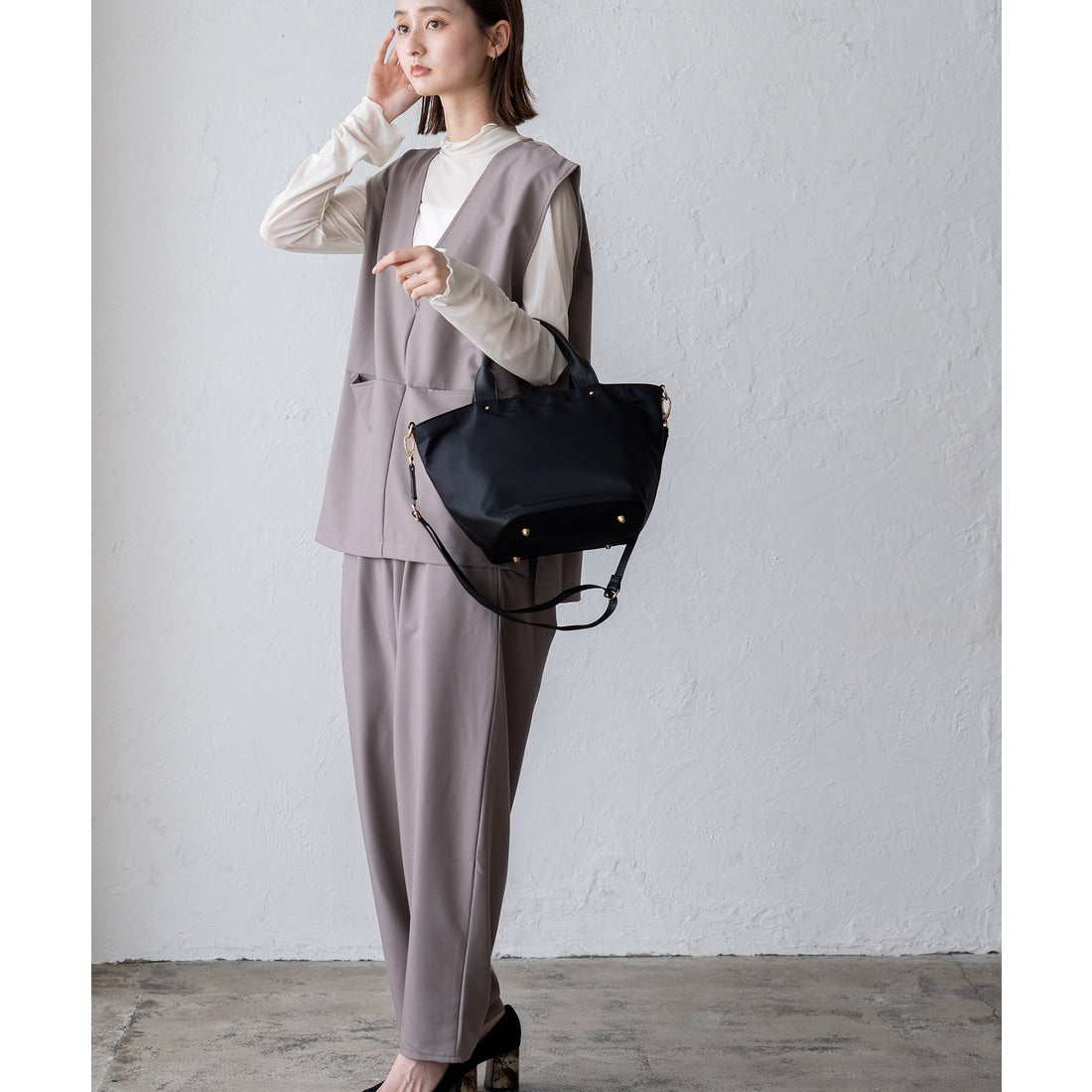 ヴィータフェリーチェ VitaFelice 本革×ナイロントートバッグ 弁当 本