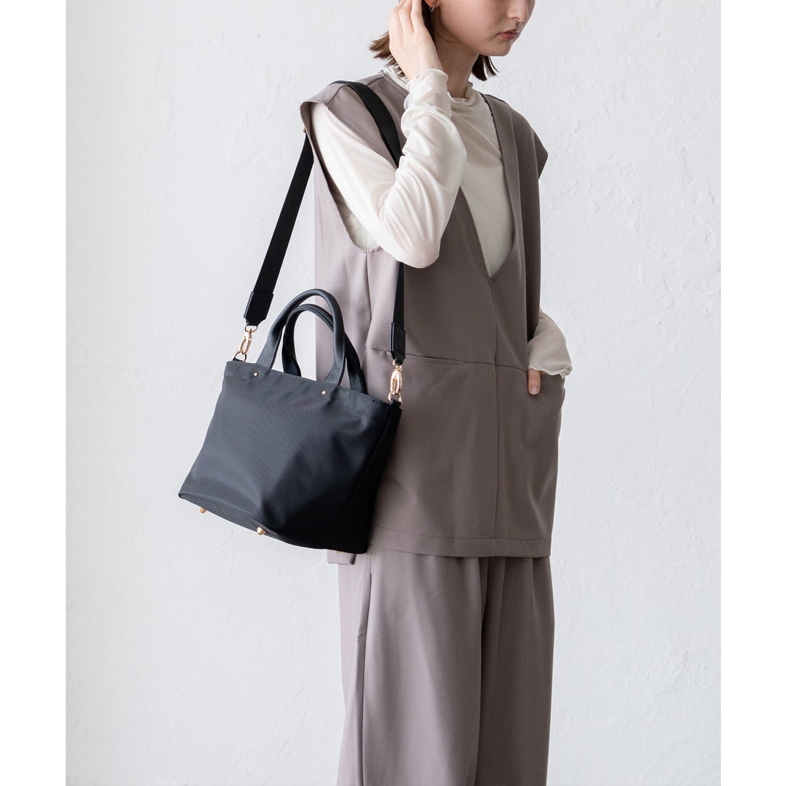 ヴィータフェリーチェ VitaFelice 本革×ナイロントートバッグ 弁当 本