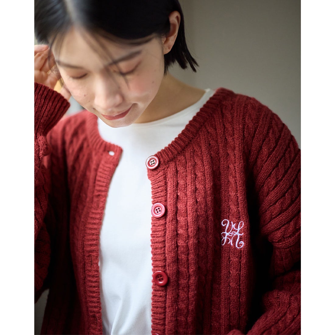 ヴィオラ エ ヴィオラ Viola e Viola ミニケーブル柄ゆるカーディガン