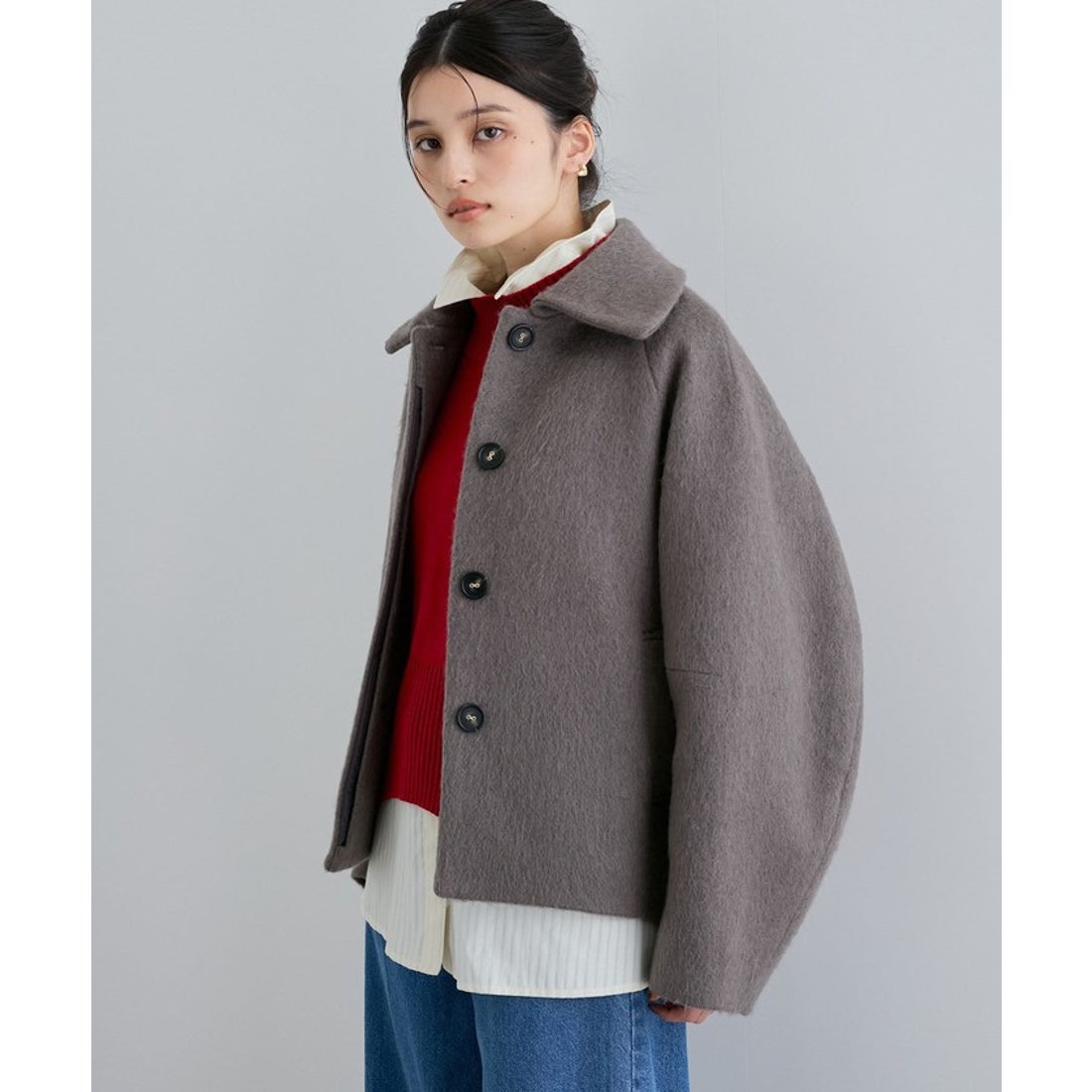 ビス VIS シャギーオーバーライズショートコート （チャコール（06