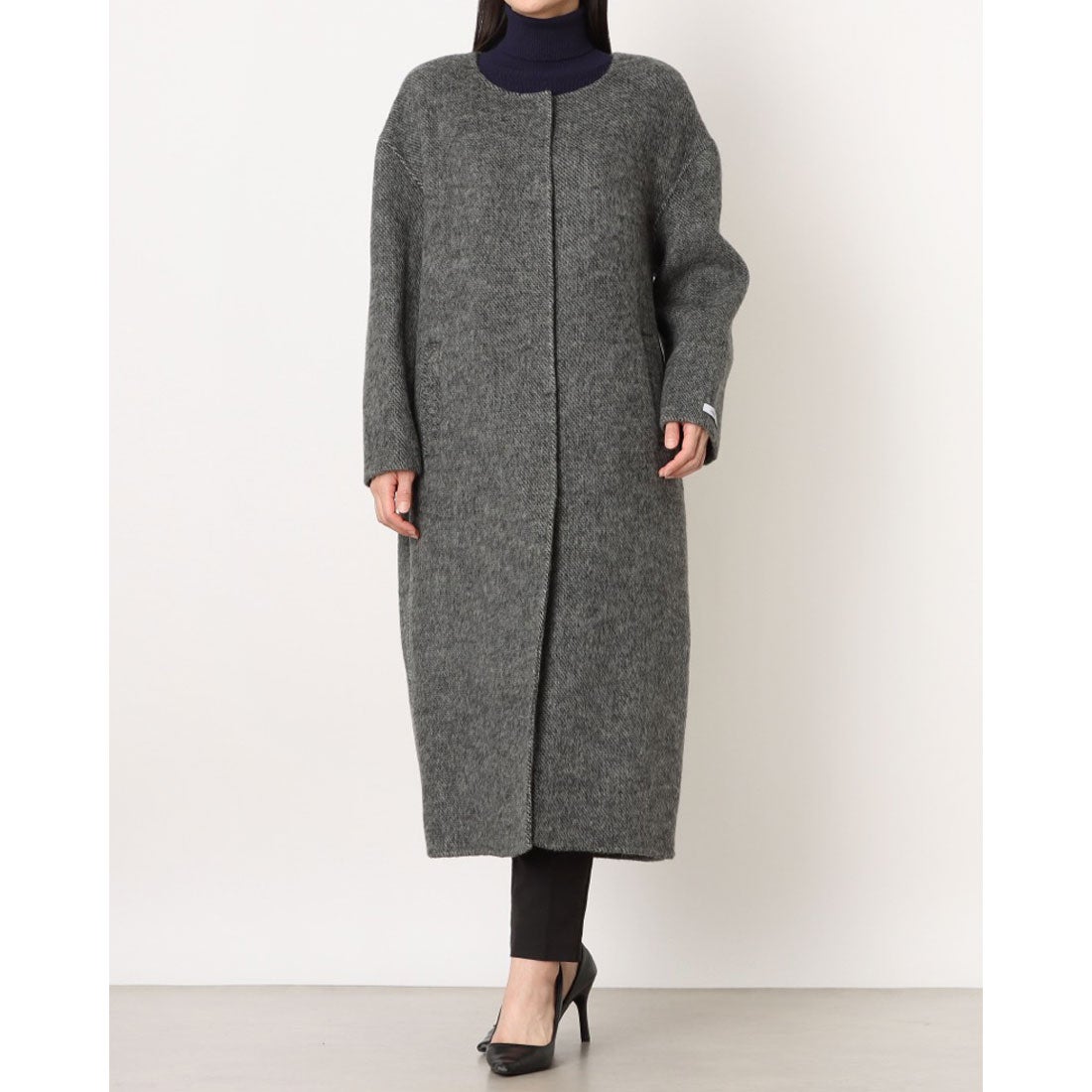 ベスジョーヤ VESGIOIA アルパカ混ウールロングノーカラーコート