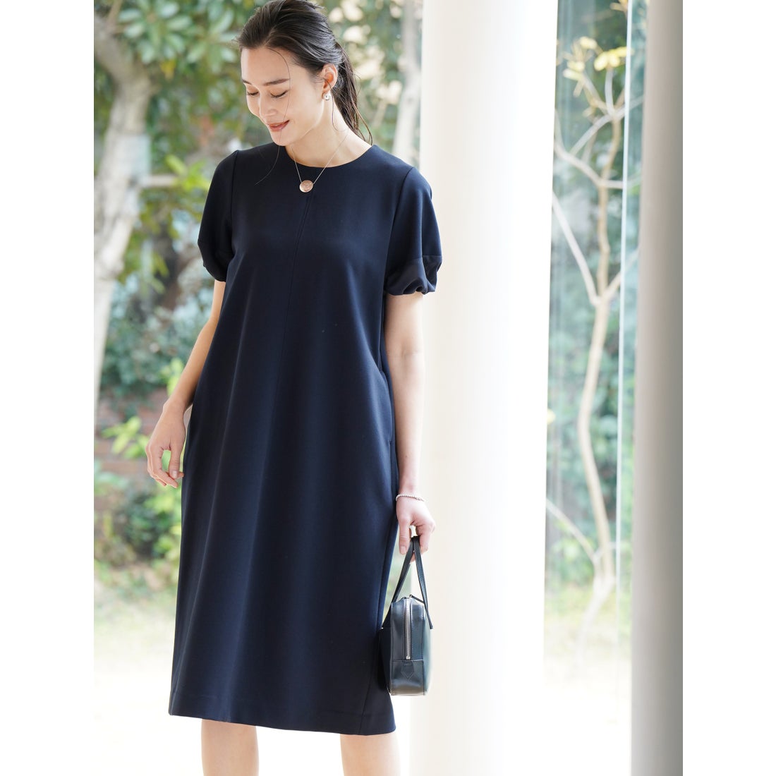 ヴィリーナ VIRINA シアランタンスリーブワンピース （ネイビー