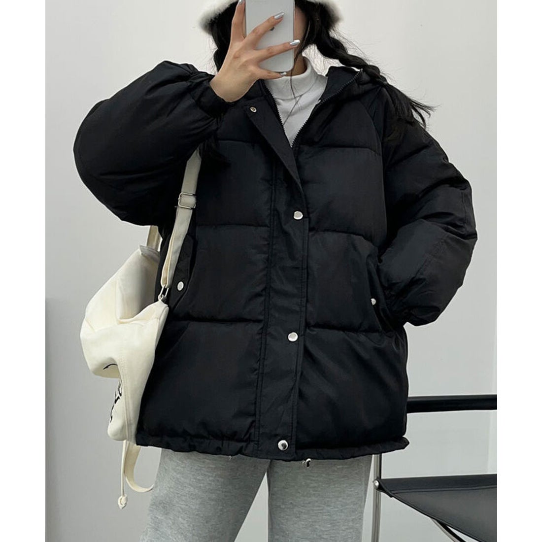 ビビッドレディ VIVIDLADY フード付きダウン ジャンバー （ブラック