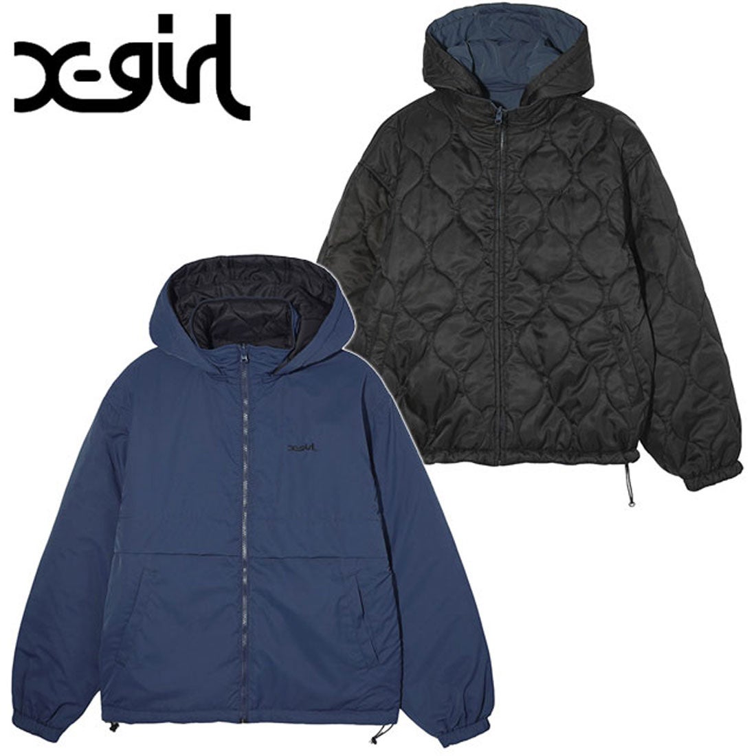 エックスガール X-girl REVERSIBLE EMBROIDERY JACKET NAVY