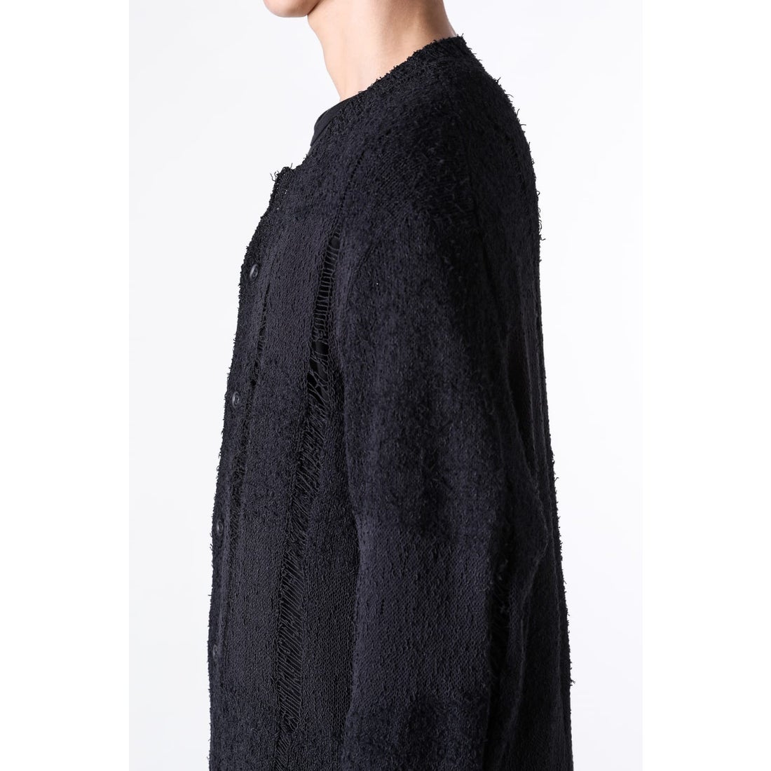 Yohji Yamamoto POUR HOMME Stitched Uneven Cardigan （Black