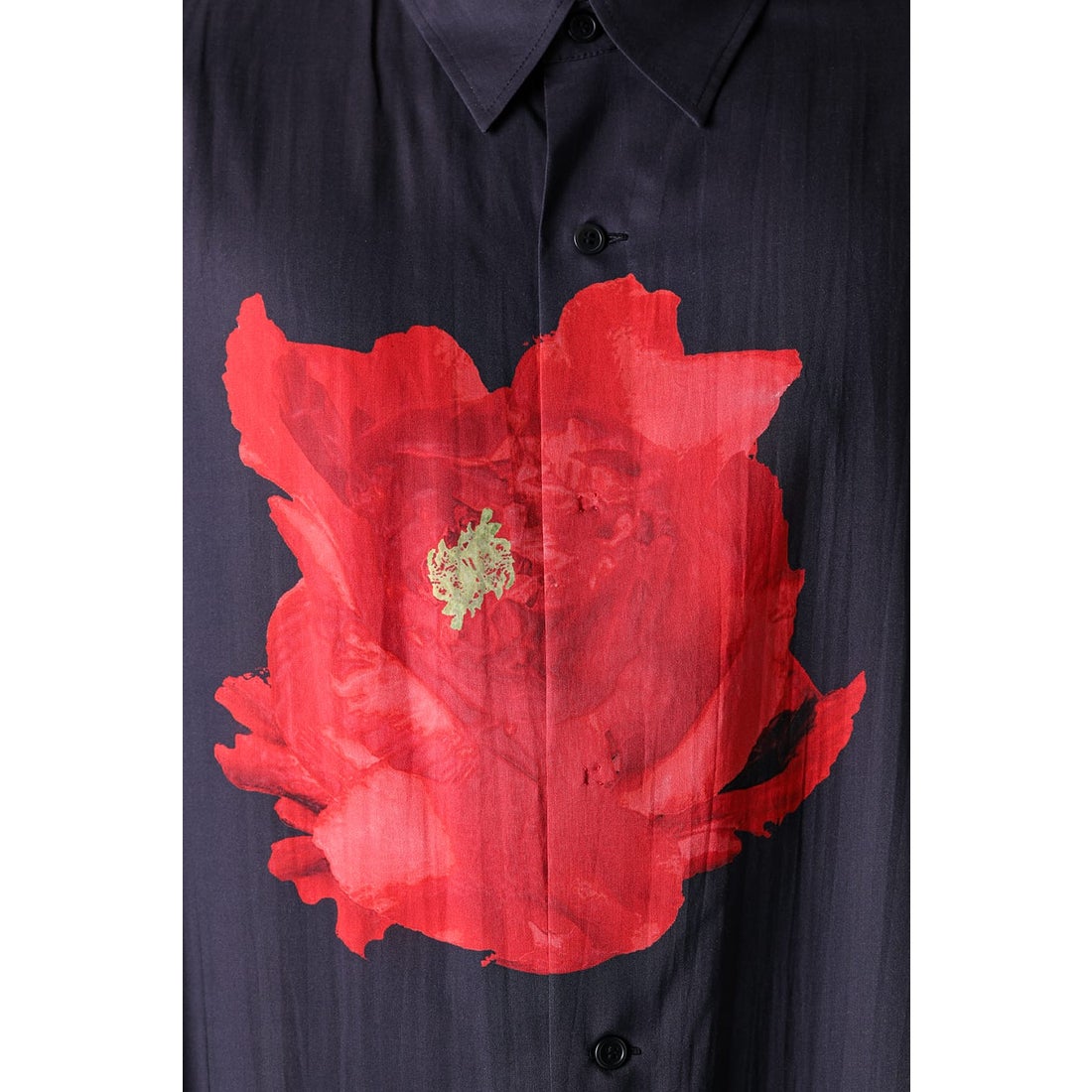 Y's for men Red Flower Pattern Big Blouse （Black） - Osaka