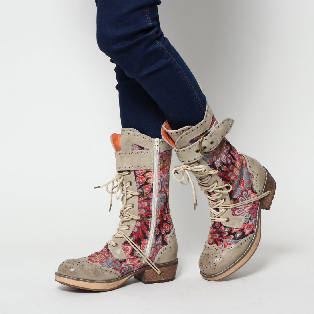 レースアップブーツ （アイボリーコンビ） -YOSUKE U・S・A