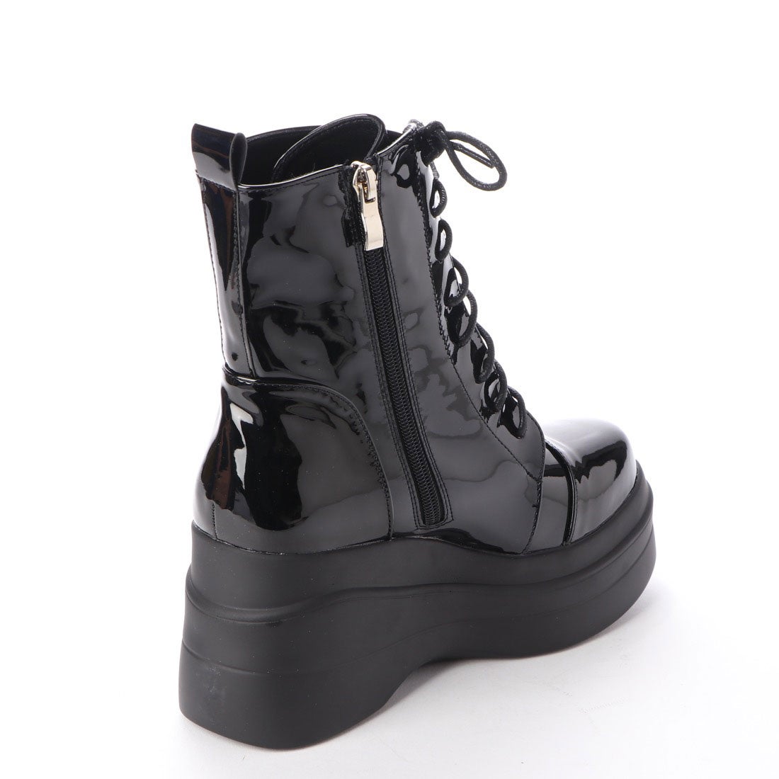 厚底レースアップブーツ （ブラックエナメル） -YOSUKE U・S