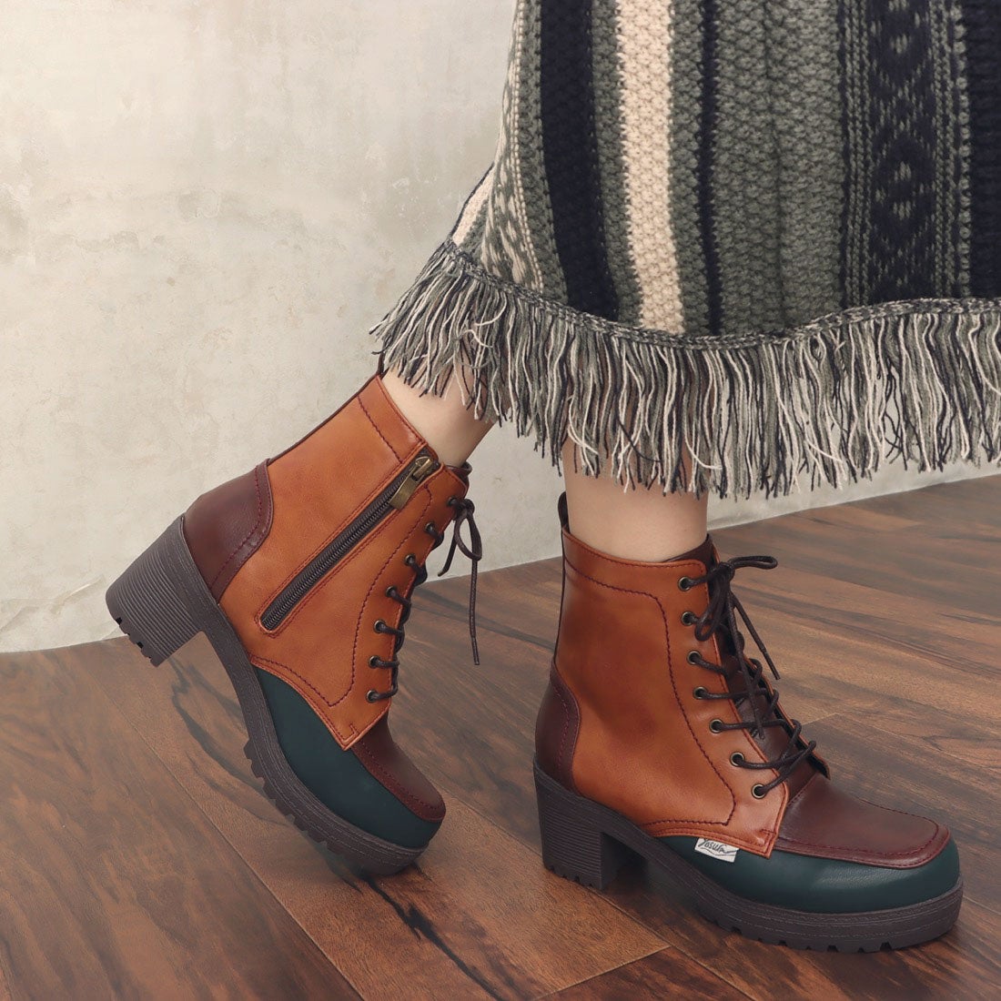 ヨースケ YOSUKE レースアップブーツ （キャメルコンビ） -靴