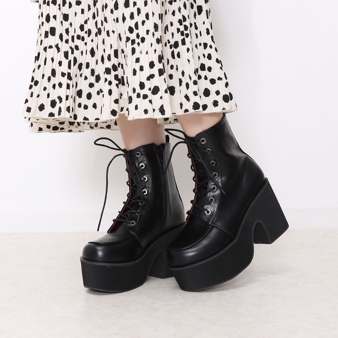 厚底レースアップブーツ （ブラック） -YOSUKE U・S・A 公式