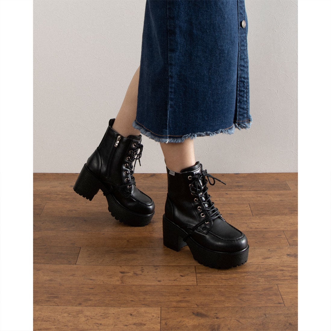 厚底レースアップブーツ （ブラック） -YOSUKE U・S・A 公式