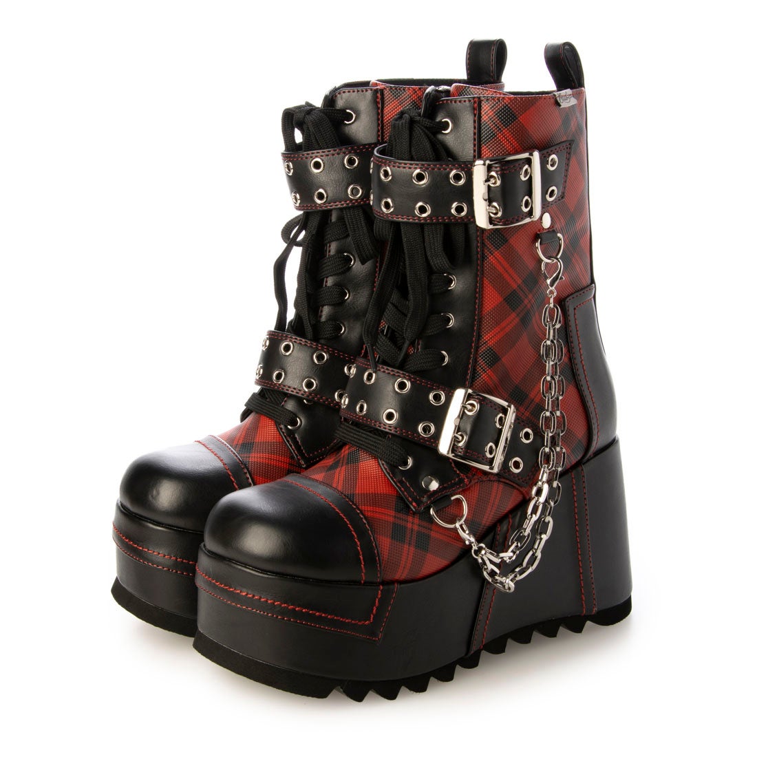 厚底レースアップブーツ （ブラックレッド） -YOSUKE U・S・A