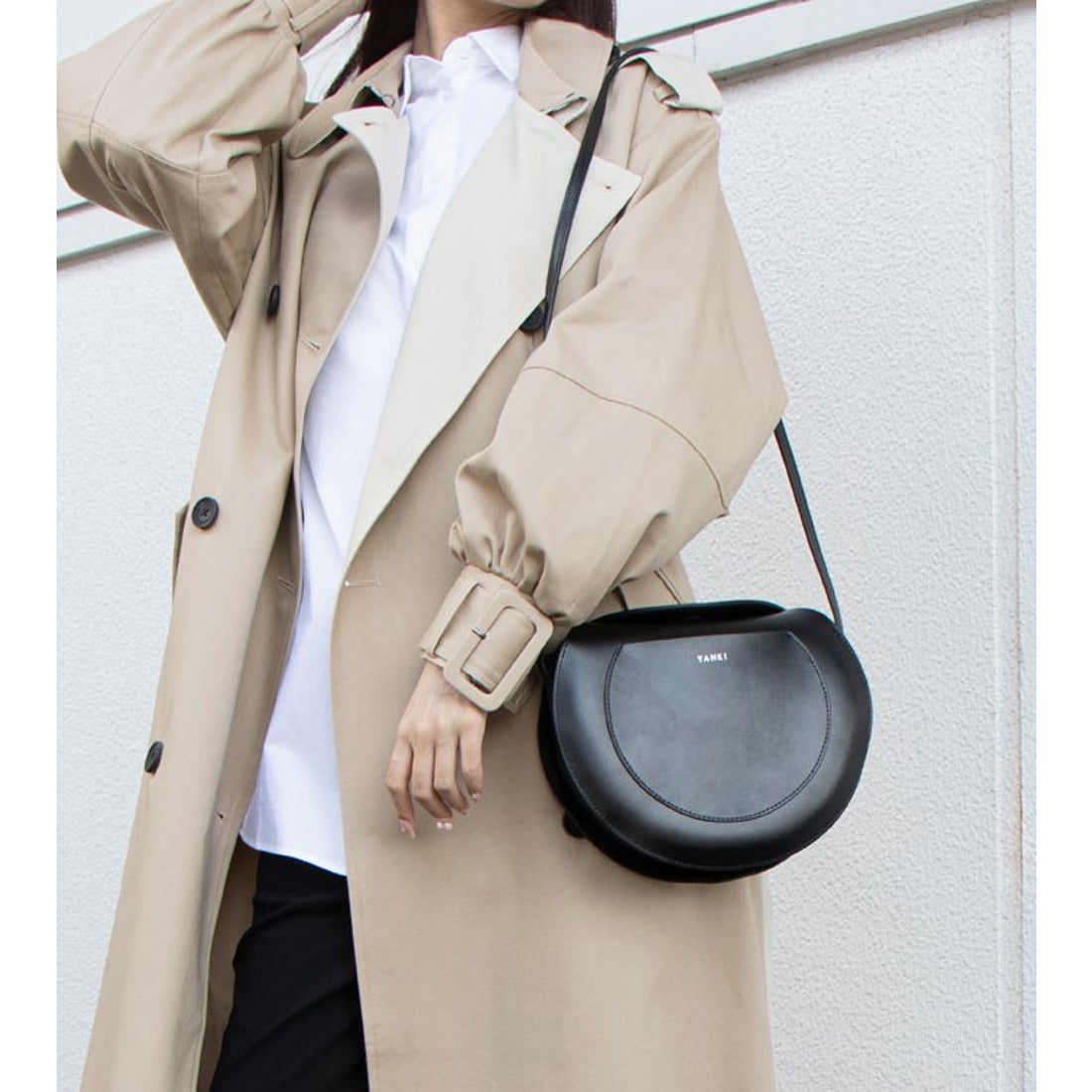 ヤーキ YAHKI ダブルフェイスレザーショルダーバッグ （BLACK