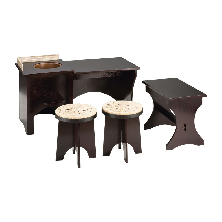 茶道具 立礼棚（りゅうれいだな） 布摺立礼卓セット (伴東・円椅 (円座