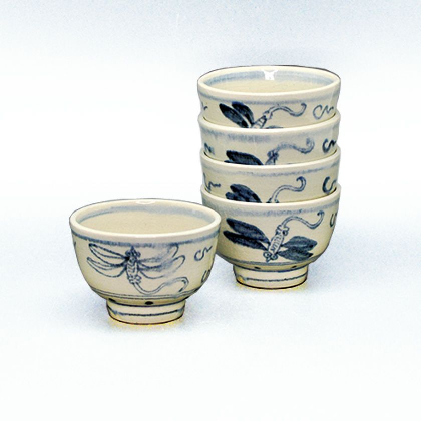 茶道具 数茶碗（かずちゃわん） 汲出茶碗 安南蜻蛉 5客 楽山窯 | 千年