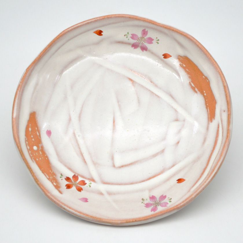 茶道具 菓子器（かしき） 銘々皿 灰釉 桜 1枚 中村 秋峰 | 千年の香り
