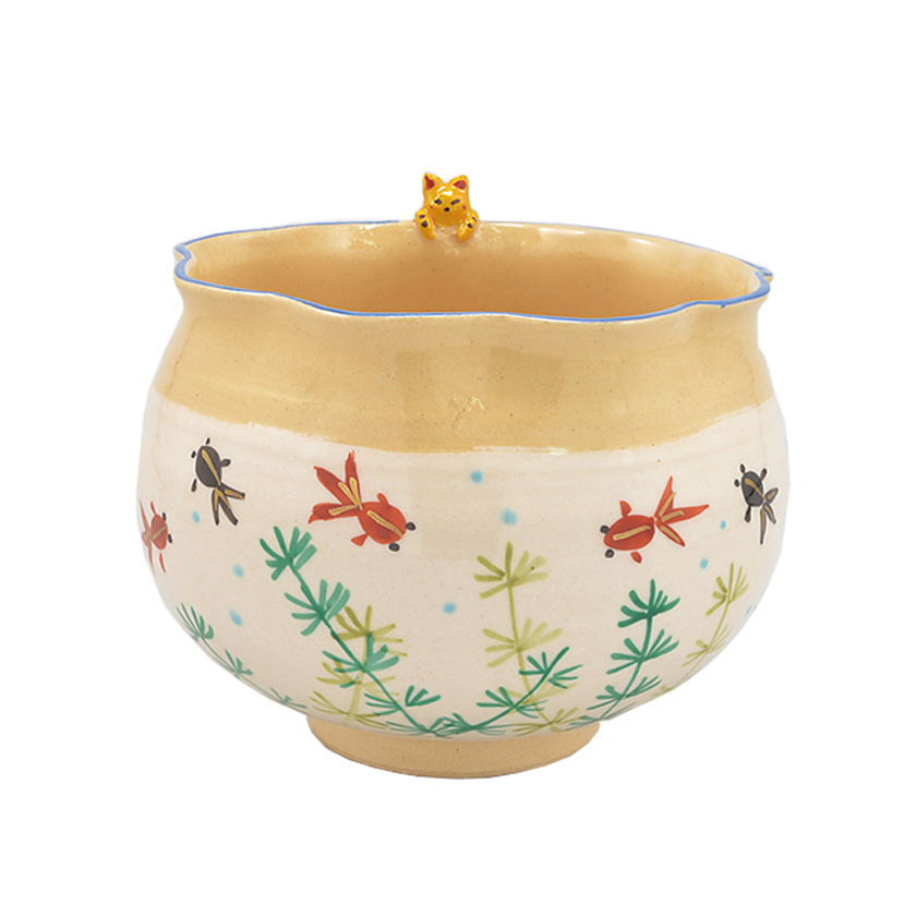 茶道具 抹茶茶碗（まっちゃちゃわん） 京焼 色絵茶碗 金魚 竹中 洸祥