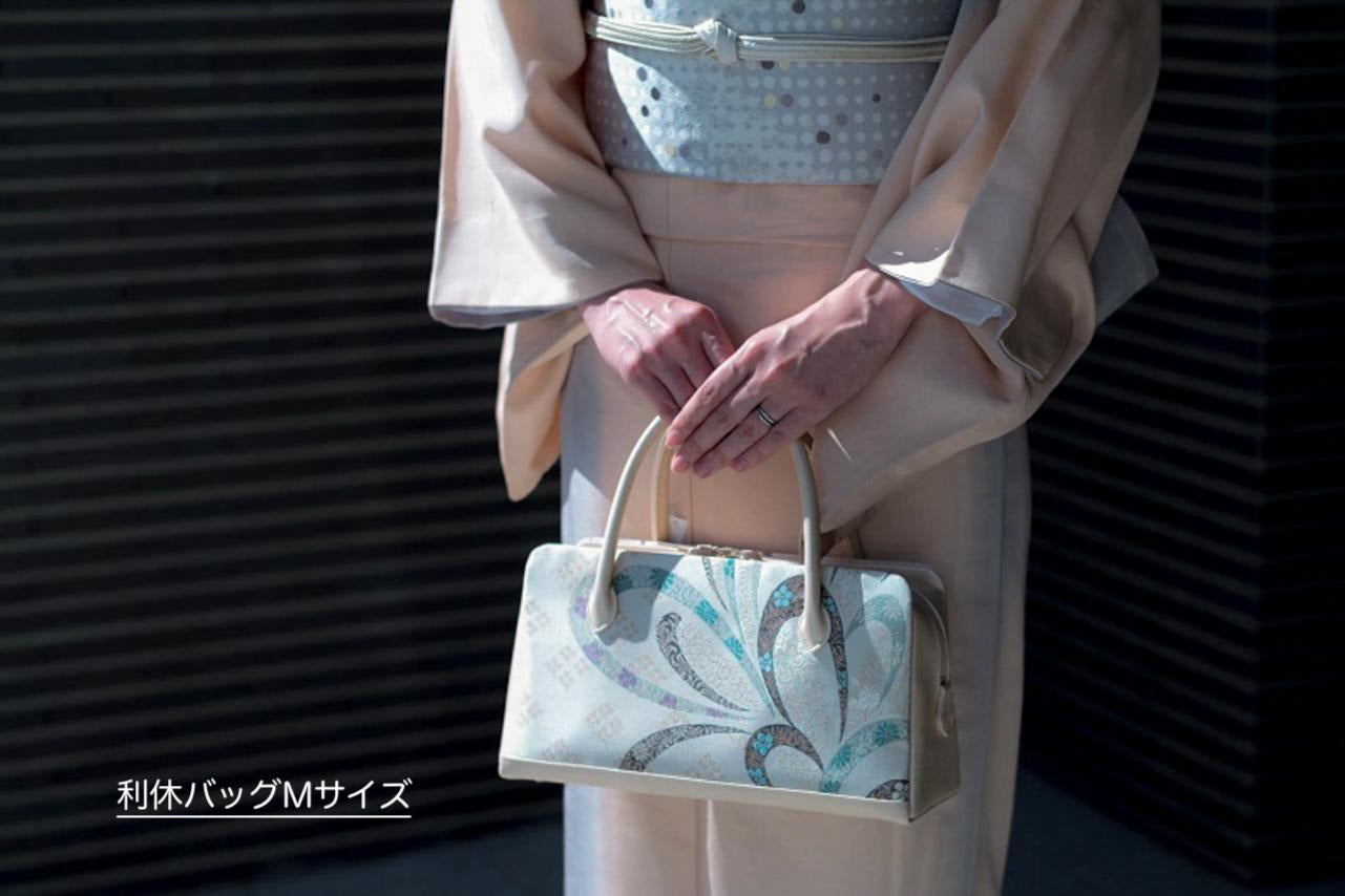 会員限定【利休バッグのオーダーメイド+懐紙入れ】蔓帯柄/麹塵染| 仙