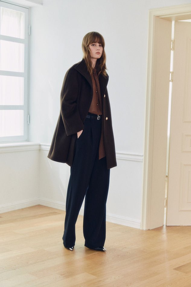 ハイネックルーズフィット ハーフコート_ブラウン (Benet.Me) ＠SEOUL