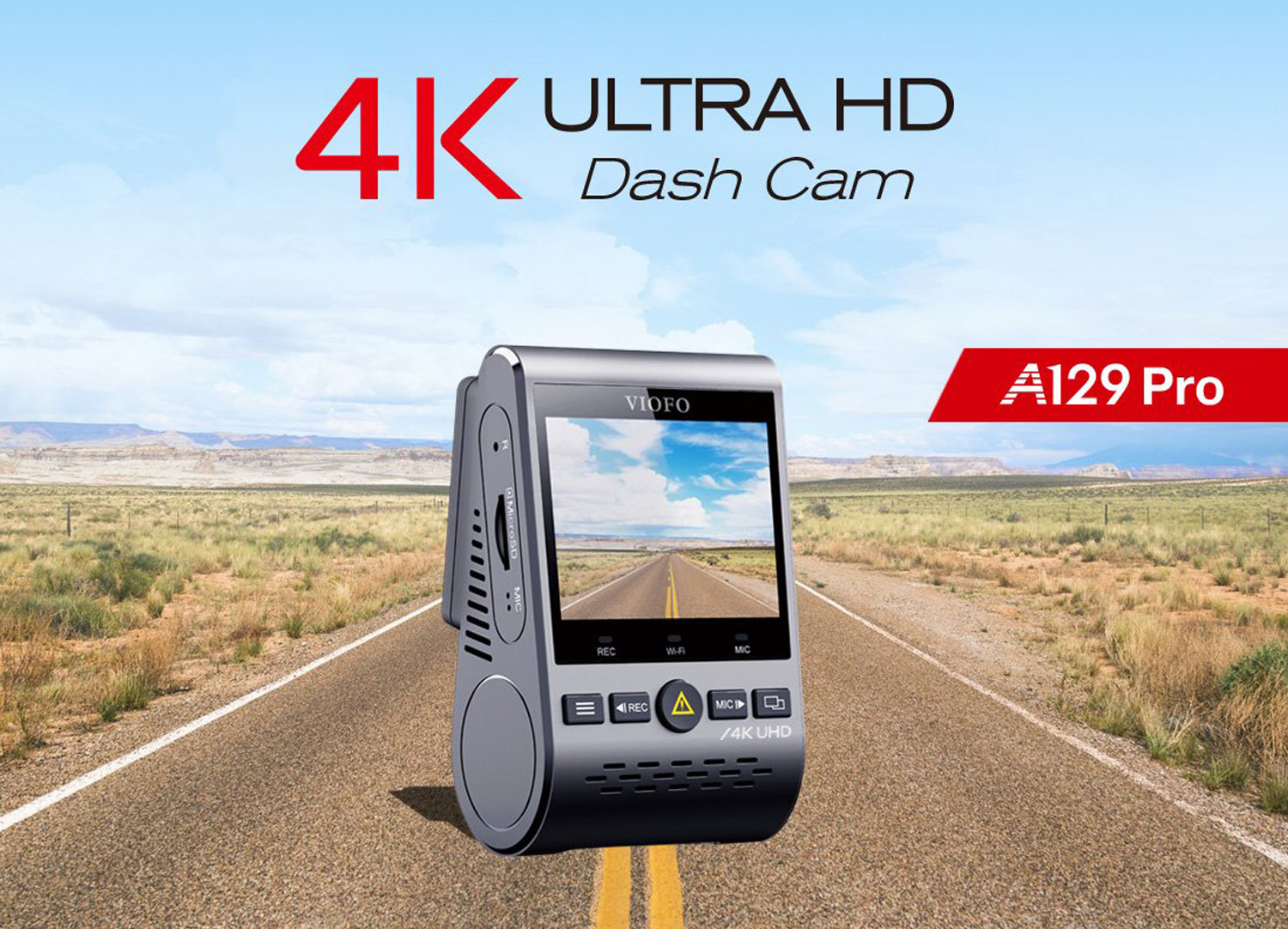 VIOFO A129 Pro Ultra 4K - WiFi-GPS-Dash Camera Memoria Senza MicroSD