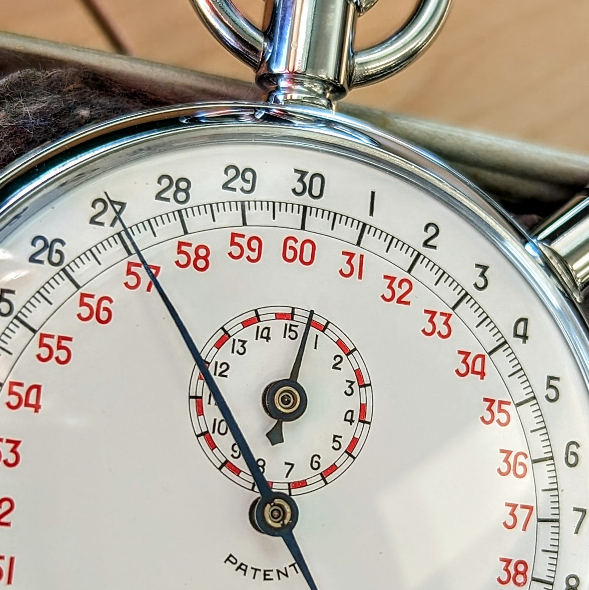 NOS MINERVA Patent Mechanical Stop Watch 1/10 Sec Swiss Made 7