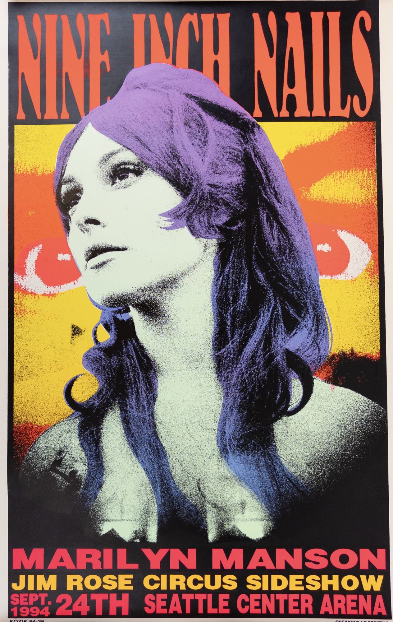 ORIGINAL NINE INCH NAILS SILKSCREEN MUSIC POSTER Signed | Frank