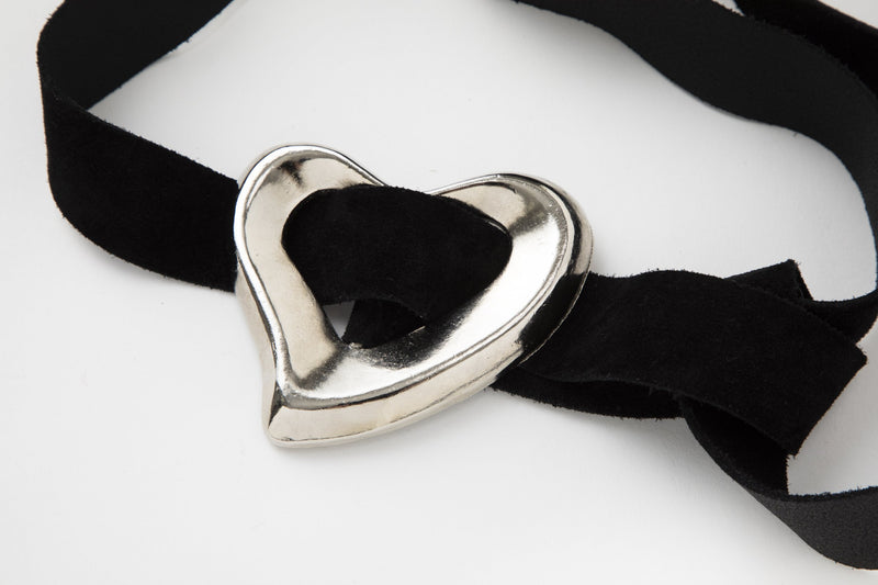 SEA BIG HEART SUEDE BELT(SILVER)