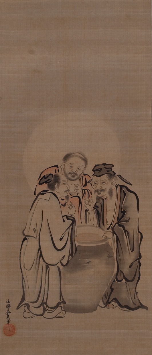 模写狩野松榮画、聖吸酸圖下絵、紙本三枚繋ぎ、 模写狩野松榮画、聖吸