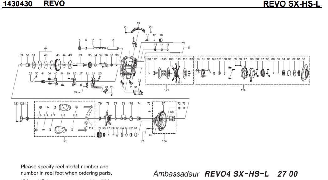 1430430 REVO SX-HS-L | PureFishing Japan 製品リールパーツリスト