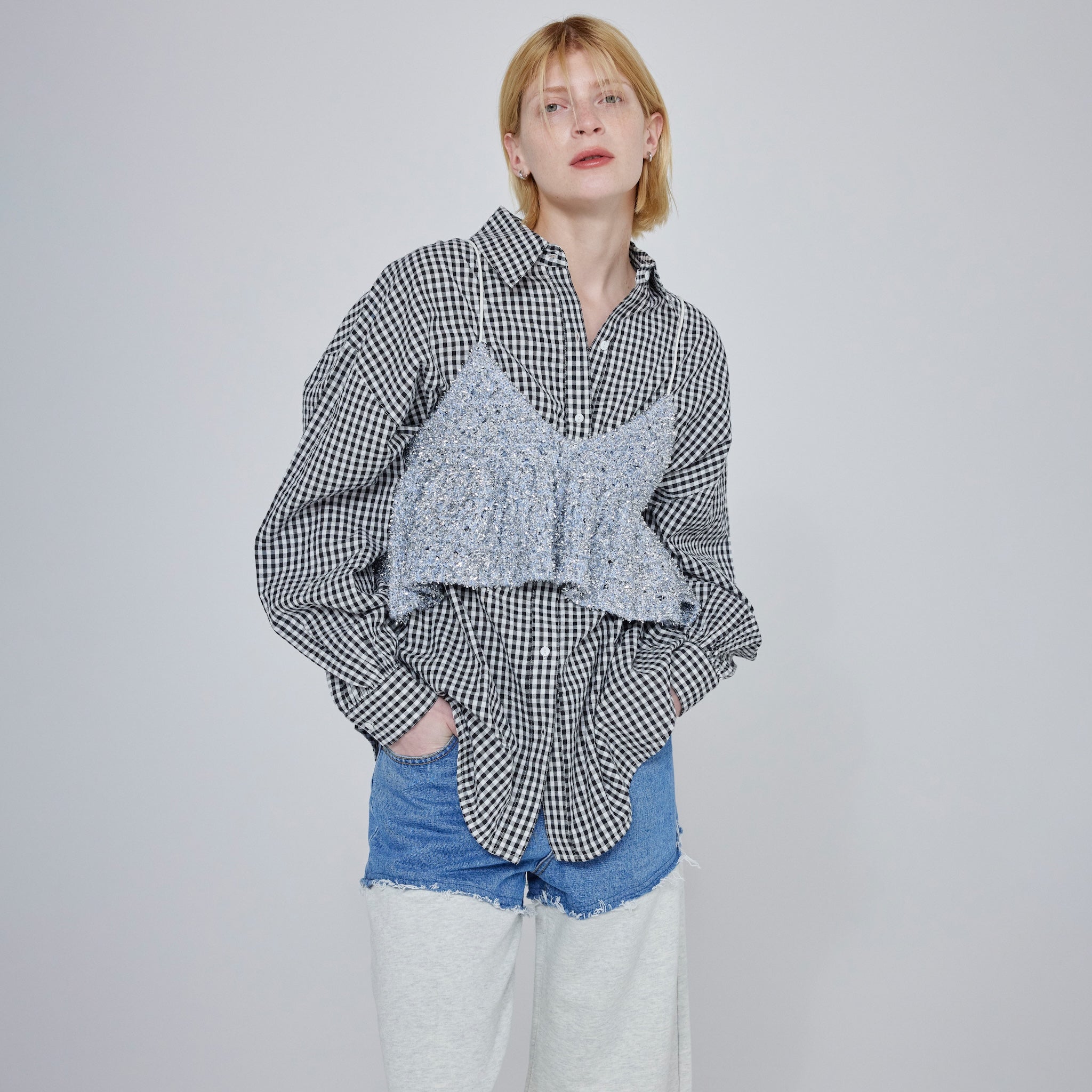 Mix Yarn Frill Knitビスチェ