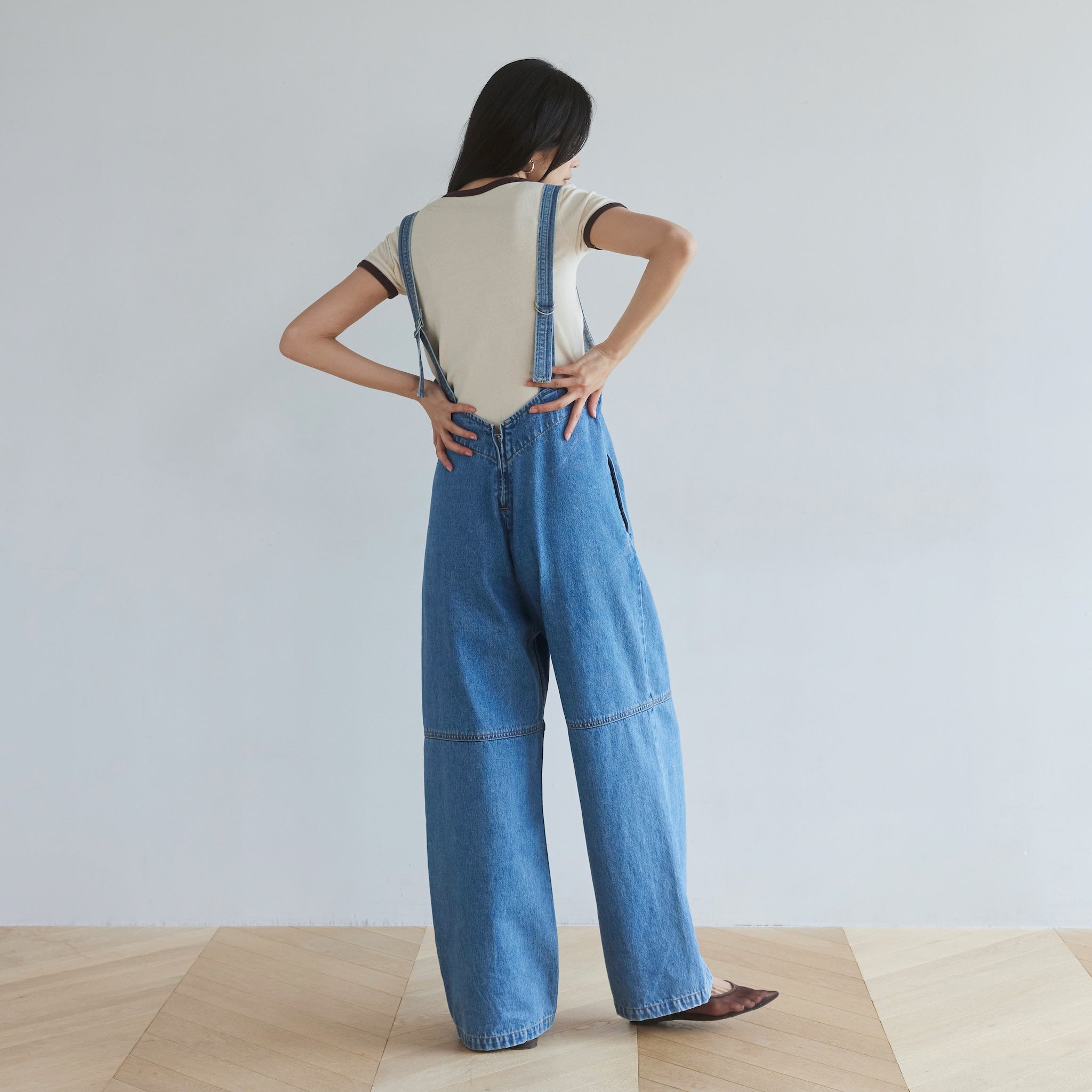 VフロントDenimサロペット