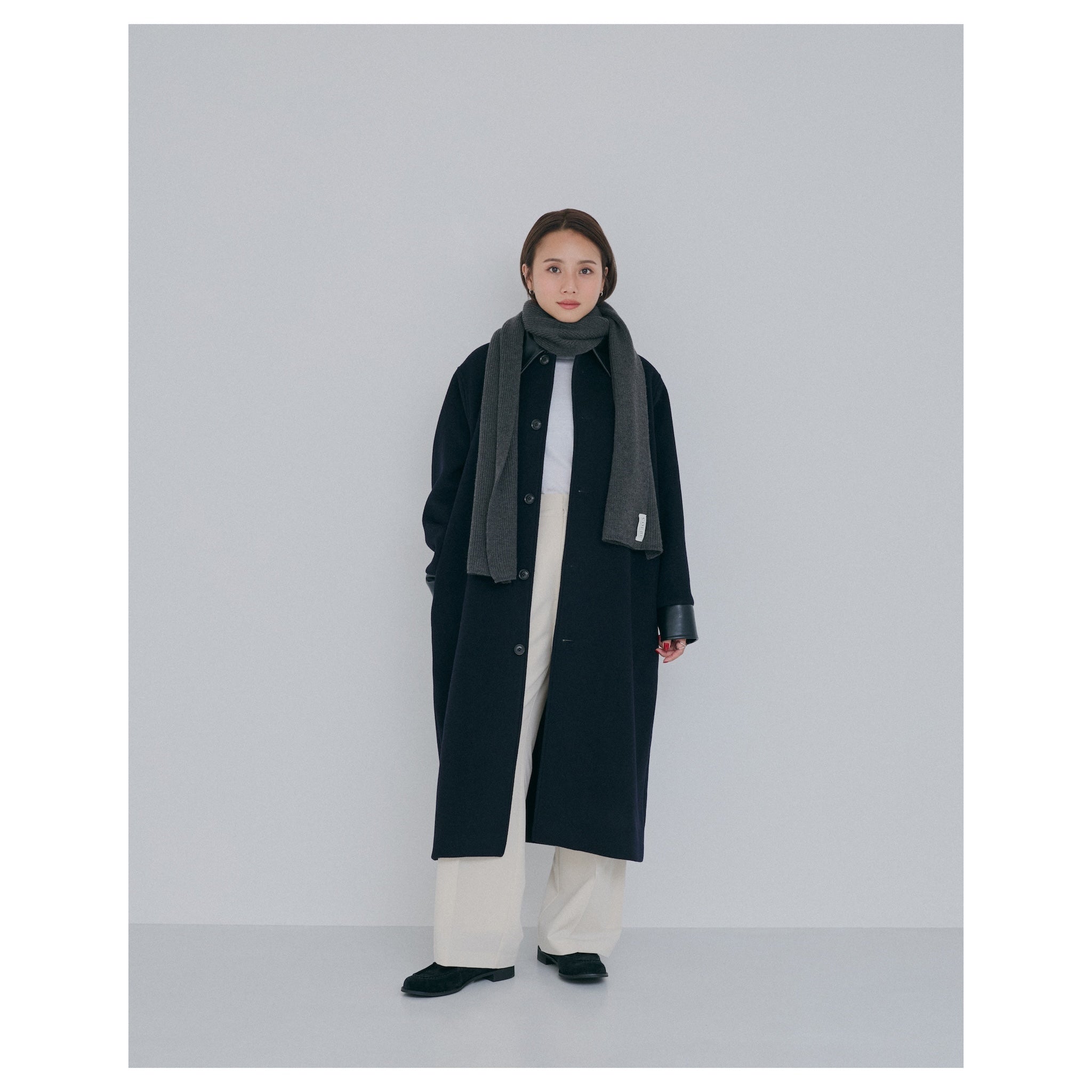 collab レザーcollarウールコート