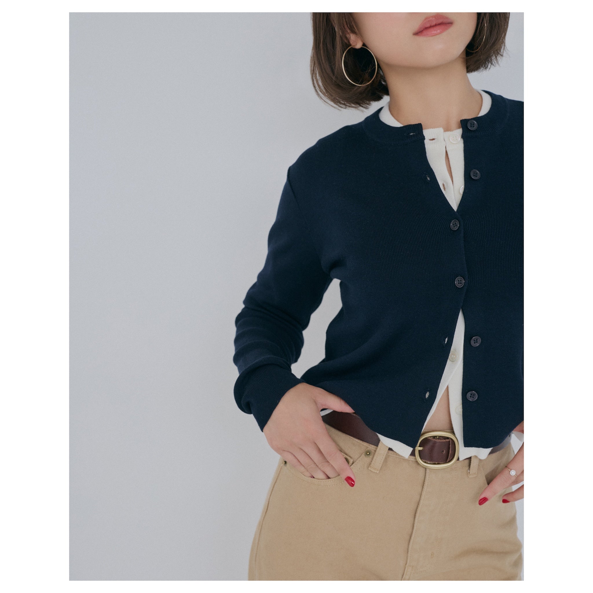 collab Roundバックルレザーベルト