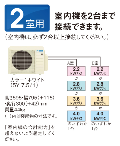 ダイキン マルチエアコン「システムマルチ」室外機ラインナップ 2室用