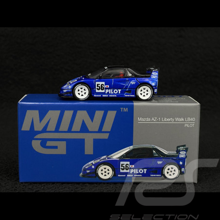 Mazda AZ-1 Liberty Walk LB40 n° 56 Pilot 2024 Blue 1/64 Mini GT