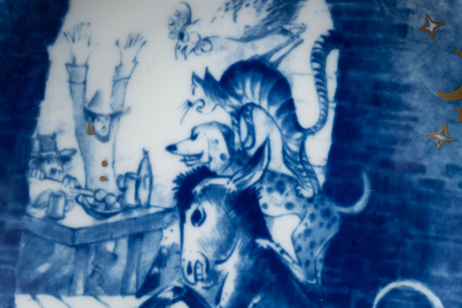 マイセン 童話ミニプレート『Bremer City-musicians（ブレーメンの音楽