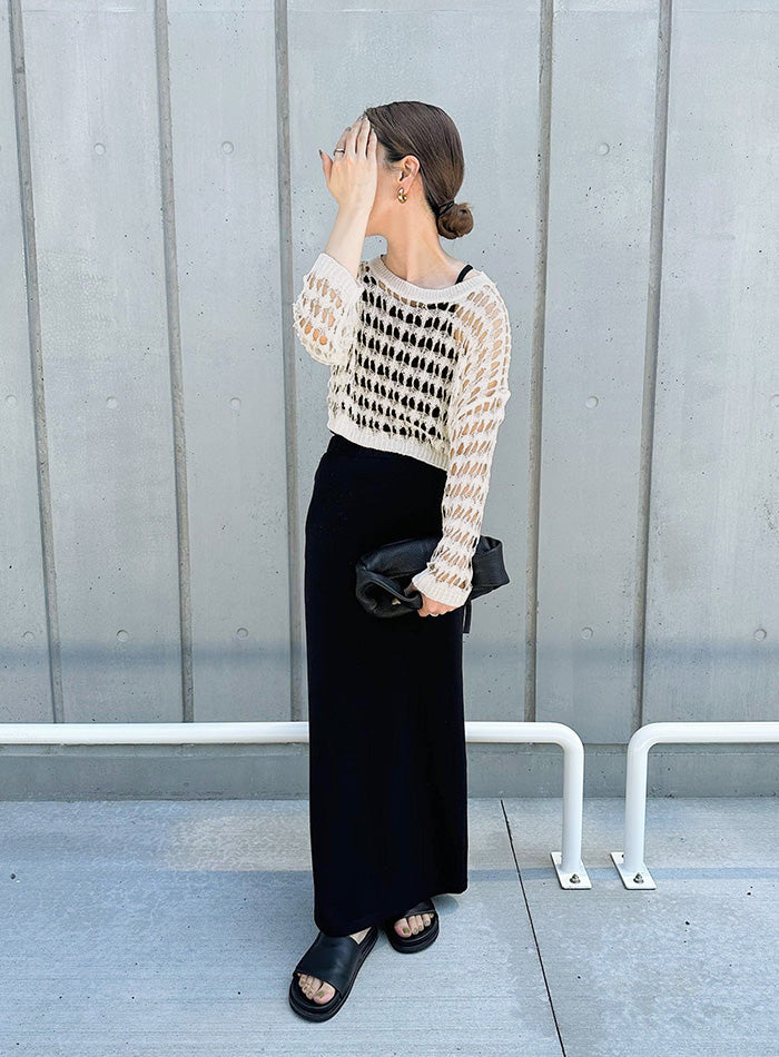 ショート丈メッシュニットトップス – SELECT MOCA