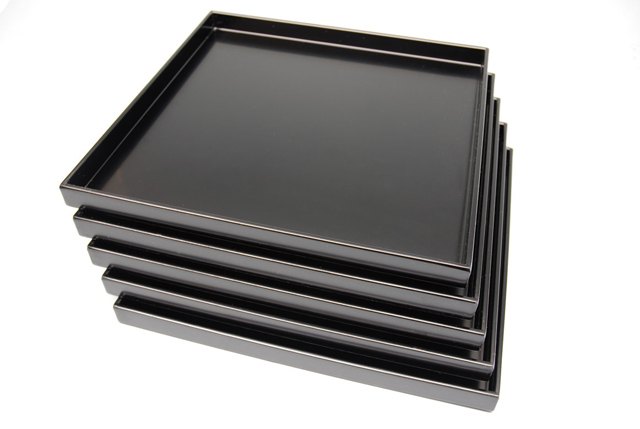 通販販売【茶道具】 懐石膳 5膳 （樹脂製 本漆塗） *折敷*