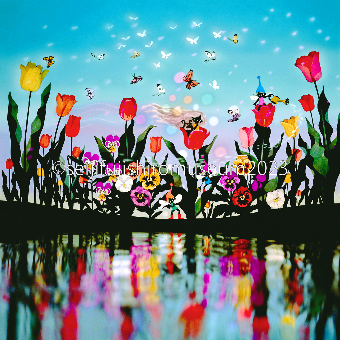 花と少女」FSM-235 ジクレー版画 – 藤城清治とラビの玉手箱