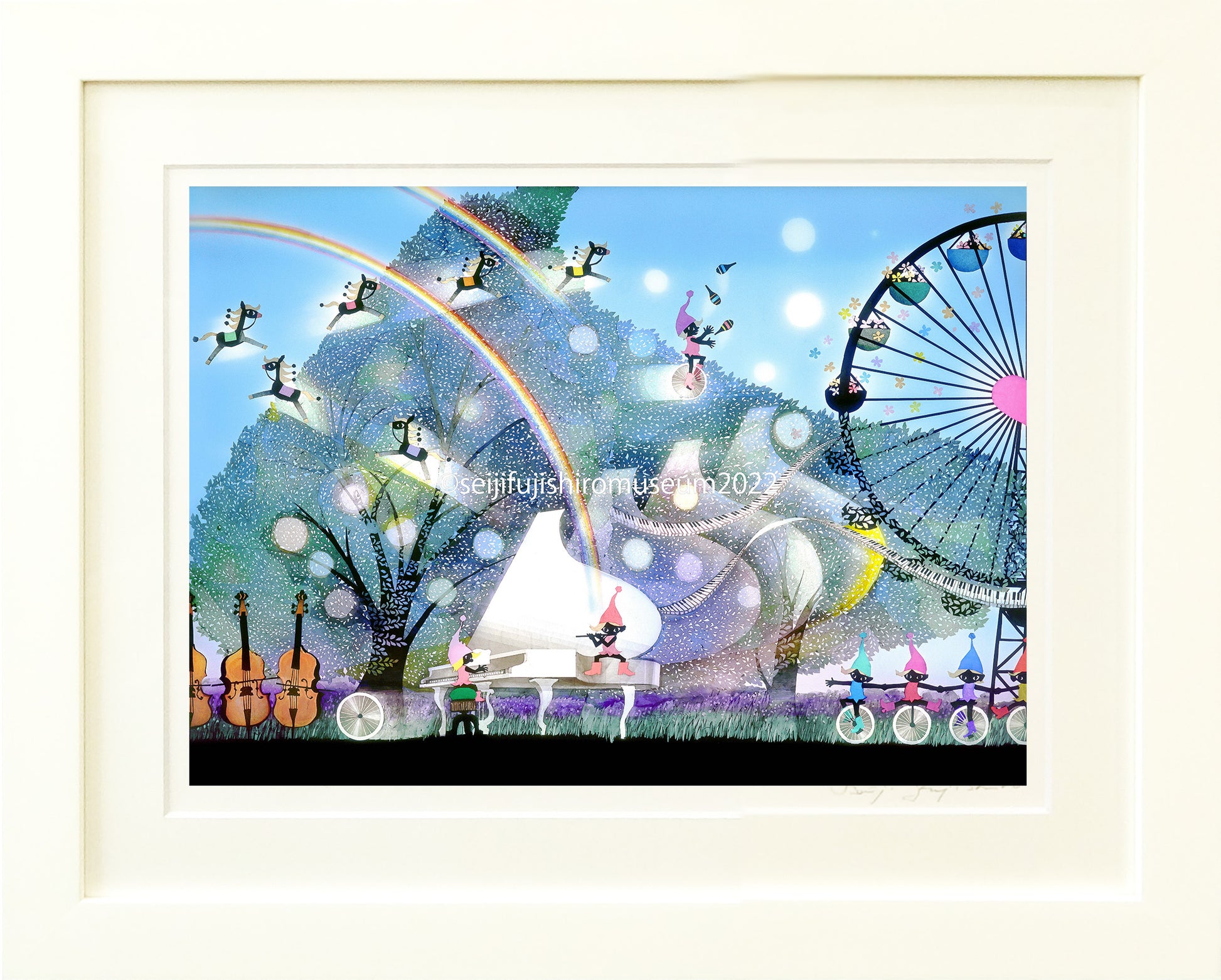 風の中の白いピアノW」FSM-26 ジクレー版画 – 藤城清治とラビの玉手箱