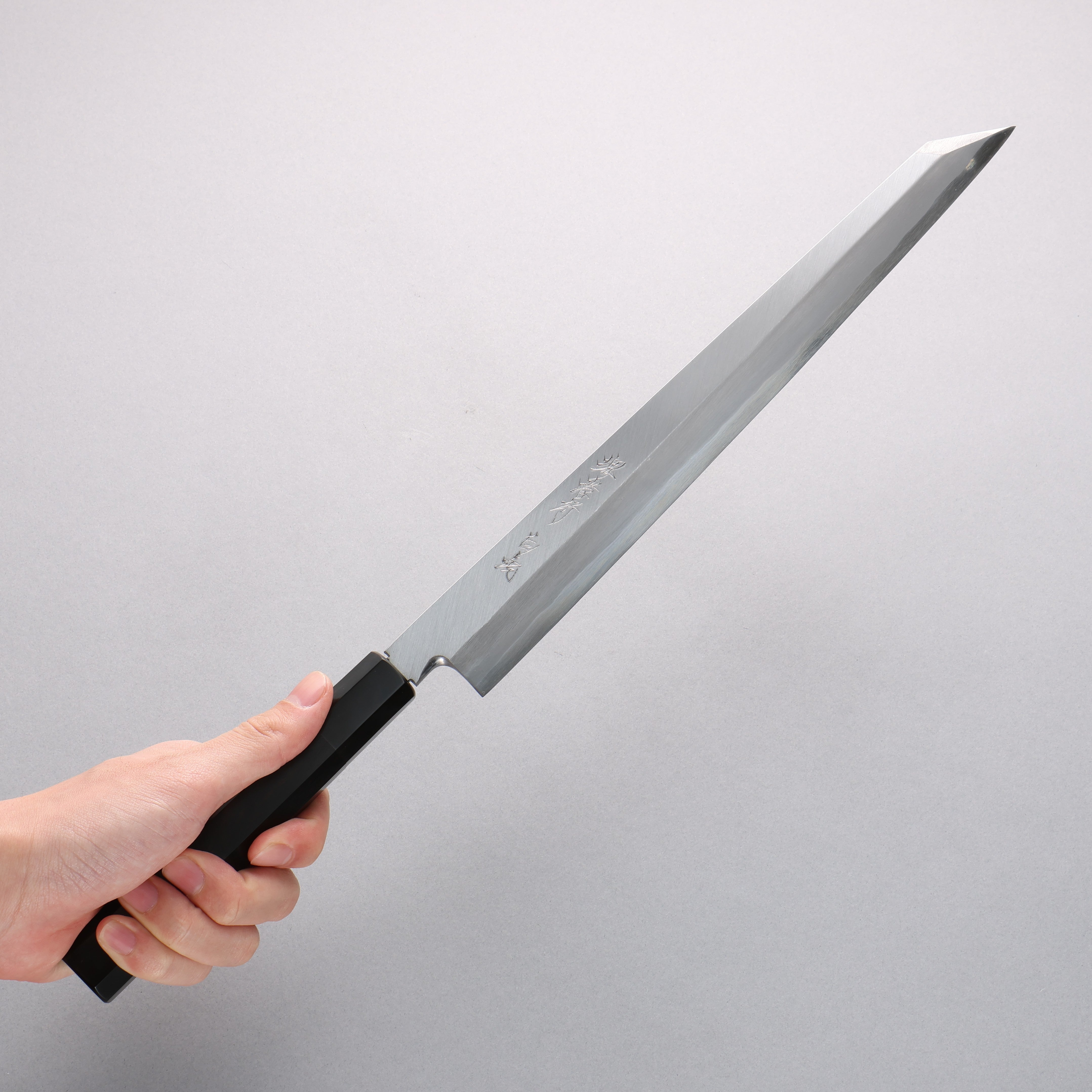 堺 孝行 白虎 白一鋼 切付柳刃包丁 300mm 黒檀柄 鞘付き – 清助刃物 Japan