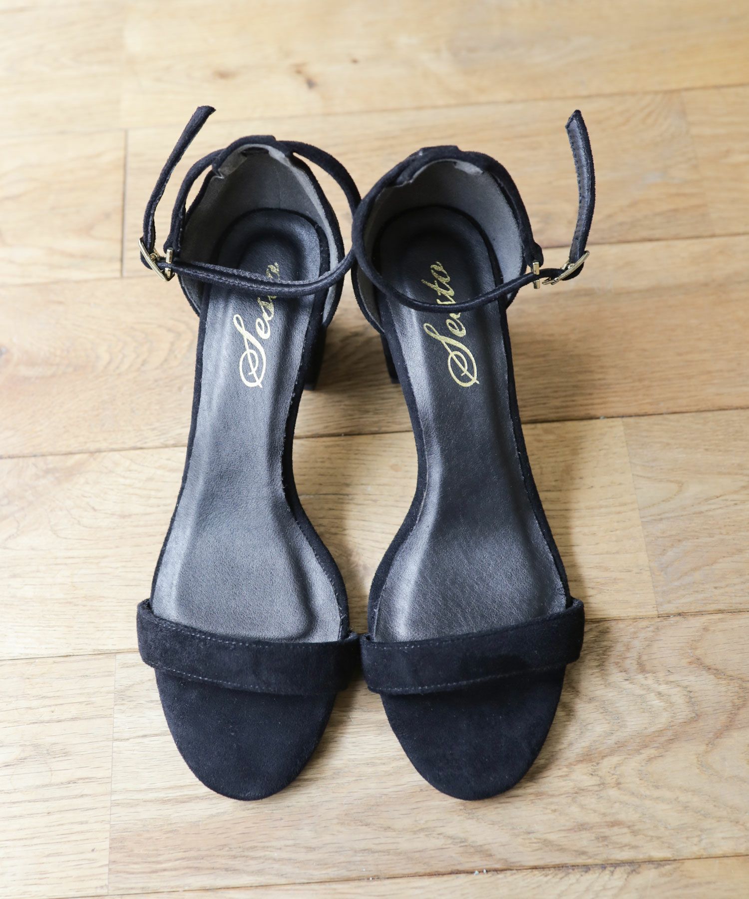 6.5cmチャンキーヒールのワンストラップサンダル/ふわふわクッション