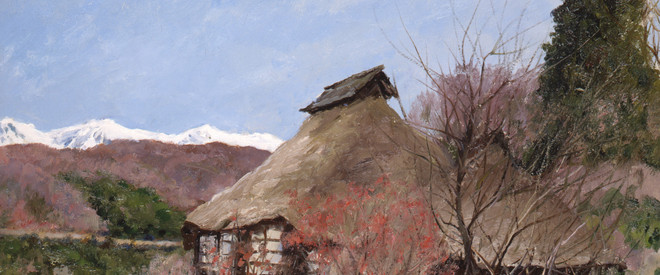 向井潤吉 秋風の中の水車 複製画 世田谷美術館 共同印刷 額装 限定