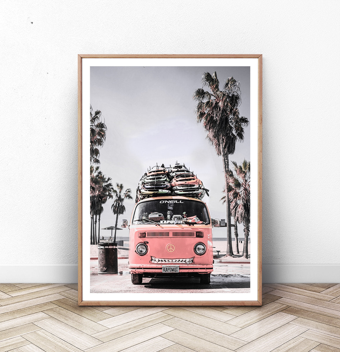 VW Bus Art Print with Retro Surfboards – Seven Paper Prints