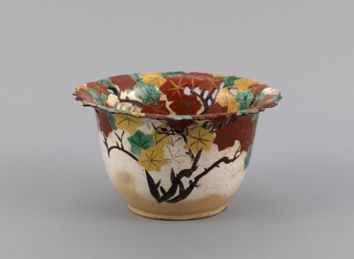 名品 古清水 色絵 透かし 六角鉢 京都個人蔵 茶道具伝来