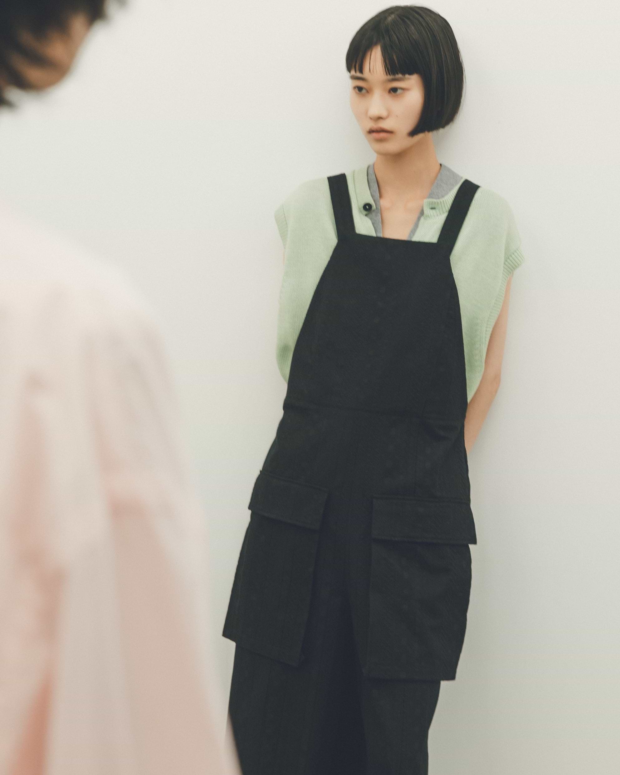 SEEALL】ミニマルオールインワン ブラック | 日本製 刺繍生地 | F