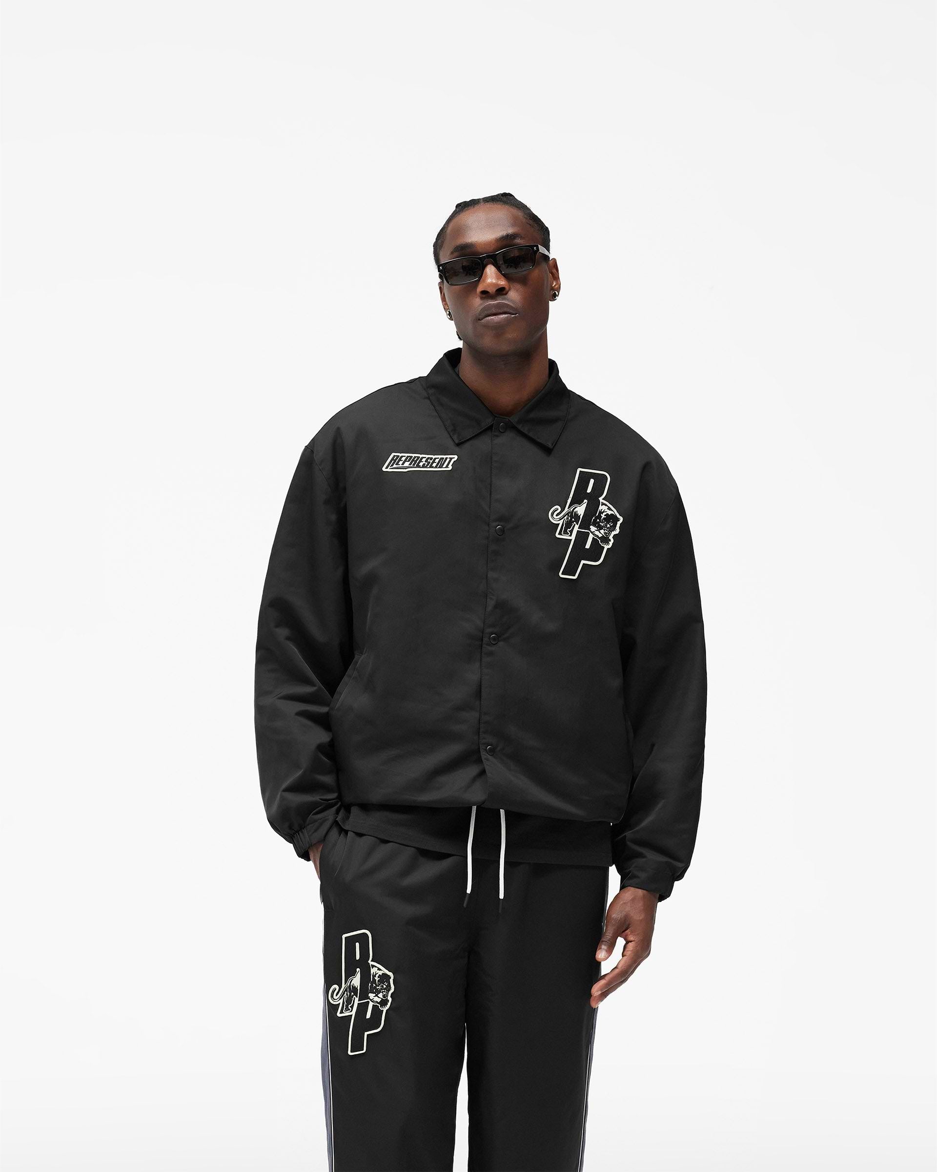 Black Represent x Puma Hoops Coach Jacket | Mens Jackets | REPRESENT