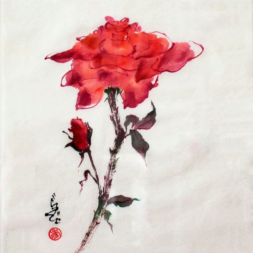 Red Rose by Judy Head | Ink Painting - Skylark Galleries