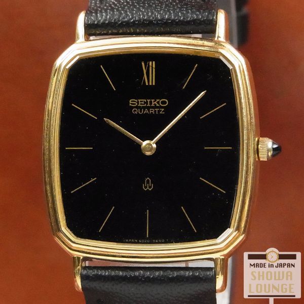 セイコー SEIKO クオーツ 2針 14YG/SS 黒文字盤 6020-5430 SEIKO QUARTZ